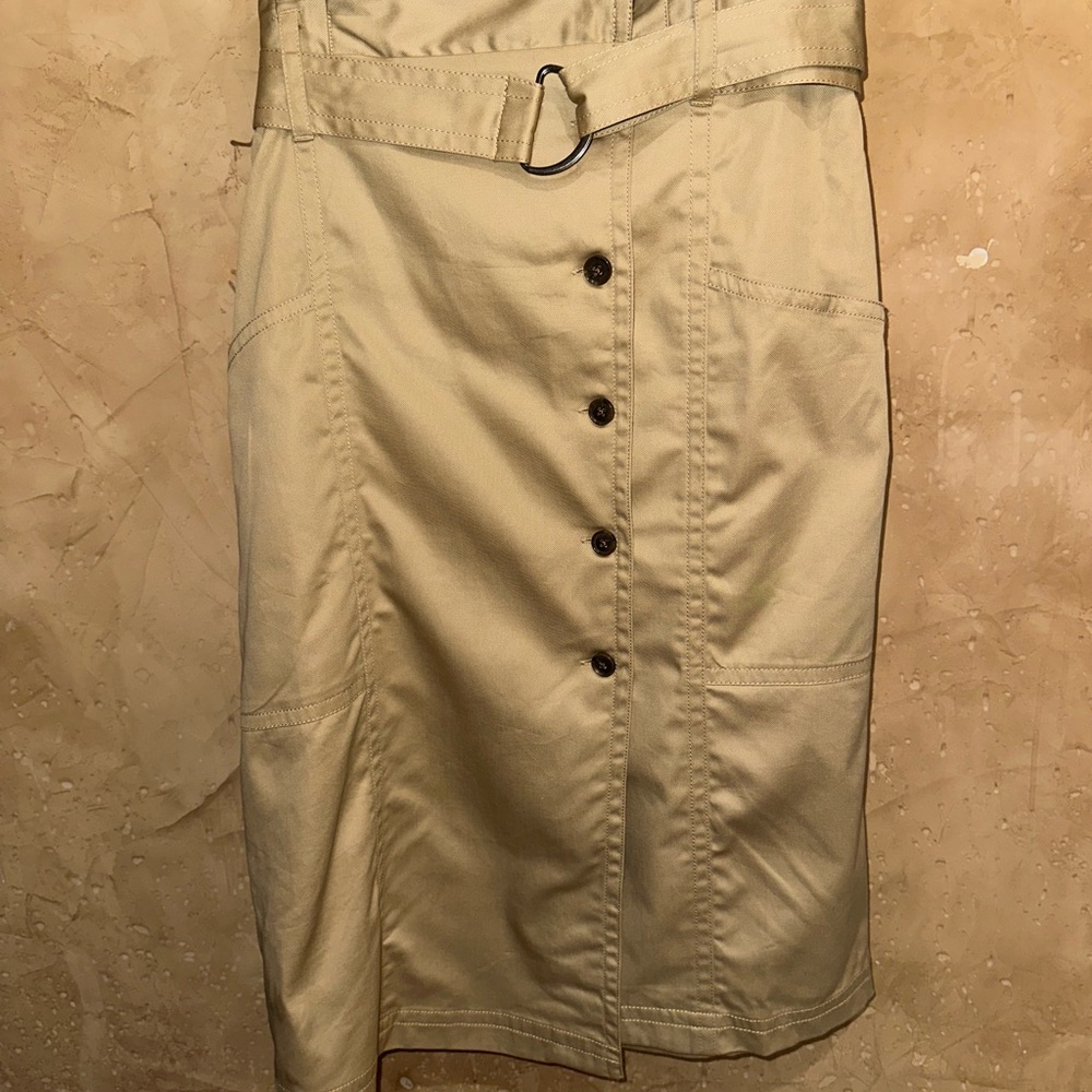 Banana Republic Buttons Tan Pencil Skirt with Belt